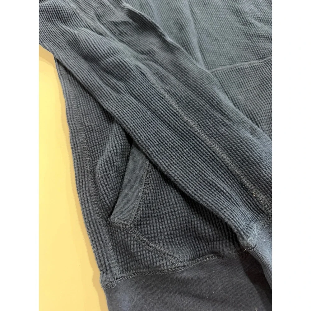 Polo Ralph Lauren Mens Waffle Knit Thermal Hoodie Navy Blue Lizard Logo Small‎
